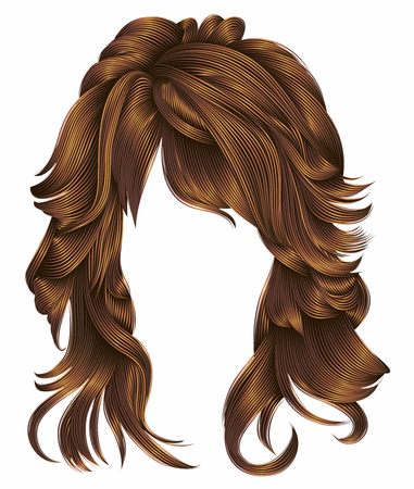 trendy woman long hairs red colors. beauty fashion. realistic 3dのイラスト素材