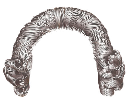 man wig gray hair curls. medieval style rococo.のイラスト素材