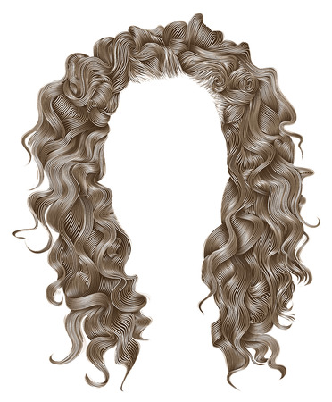 long curly hairs light blond colors. beauty fashion style. wig.のイラスト素材