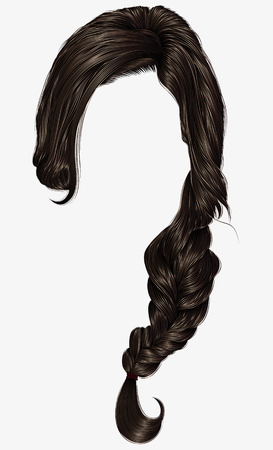 trendy women hairs pigtail. braid plait. fashion beauty style. realistic 3d.のイラスト素材