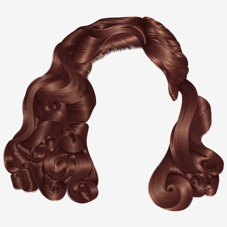trendy woman hairs kare red colors. beauty fashion. retro style curls. realistic 3d.のイラスト素材