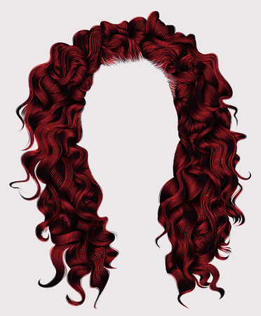 long curly hairs rad colors .  beauty fashion style . wig .のイラスト素材