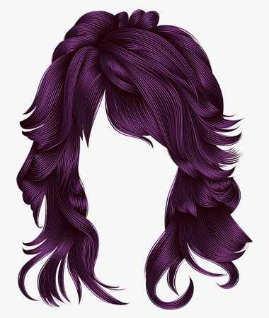Trendy woman long hairs purple colors .beauty fashion. Realistic 3dのイラスト素材