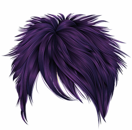 trendy woman short  hairs  purple  colors . fringe . fashion beaのイラスト素材