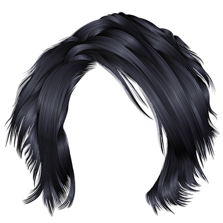 trendy woman disheveled hairs brunette black colors .  beauty faの写真素材
