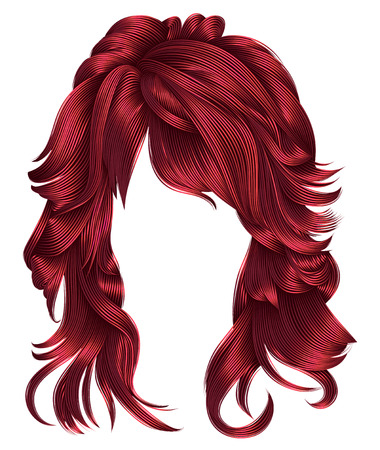 trendy woman long hairs Red colors .beauty fashion .  realistic 3dのイラスト素材