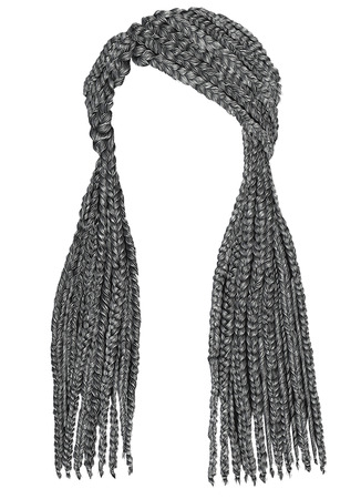 trendy  long hair cornrows gray colour. realistic 
graphics. fashion beauty style.のイラスト素材