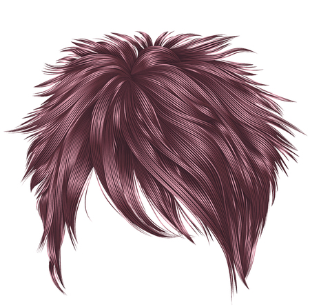 trendy woman short hairs copper pink colors . fringe . fashのイラスト素材