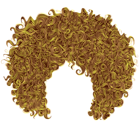 trendy curly bright yellow hair  . realistic  3d . spherical 
hairstyle . fashion beauty style .のイラスト素材
