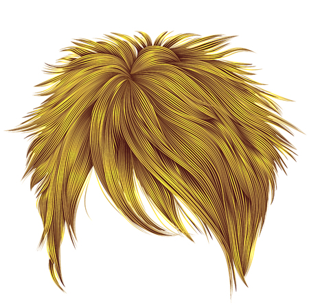 trendy woman short  hairs bright yellow colors . fringe . fashioのイラスト素材
