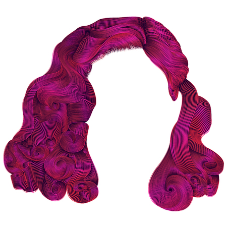 trendy woman short  hairs bright pink colors .fringe. fashion beのイラスト素材