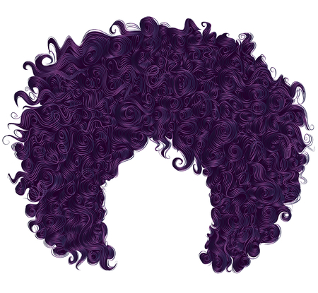 trendy curly purple  hair  . realistic  3d . spherical hairstyleのイラスト素材