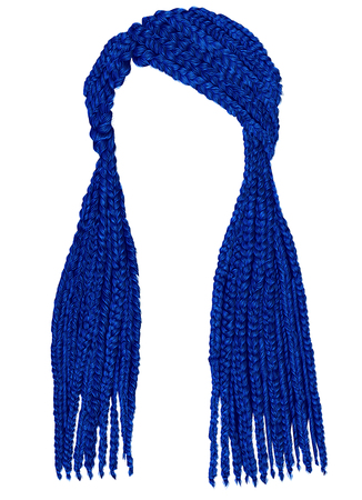 trendy  long hair cornrows dark blue colour. realistic graphics.のイラスト素材