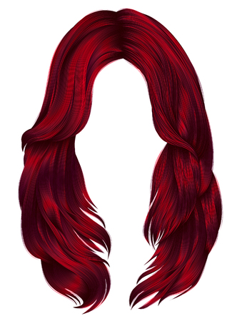 trendy woman long hairs Red colors .  beauty fashion .  realistのイラスト素材
