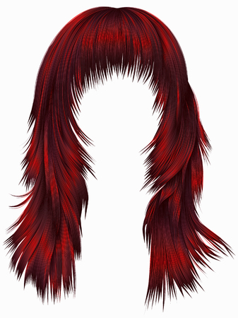 trendy woman long hairs Red colors .  beauty fashion .のイラスト素材