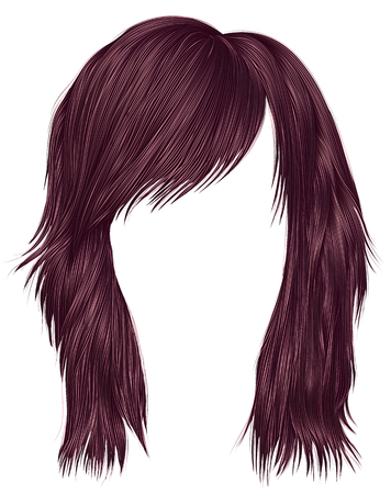 trendy  woman  hairs brown color . medium length . beautyのイラスト素材