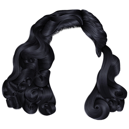 trendy woman short  hairs brunette black dark colors .fringe.のイラスト素材