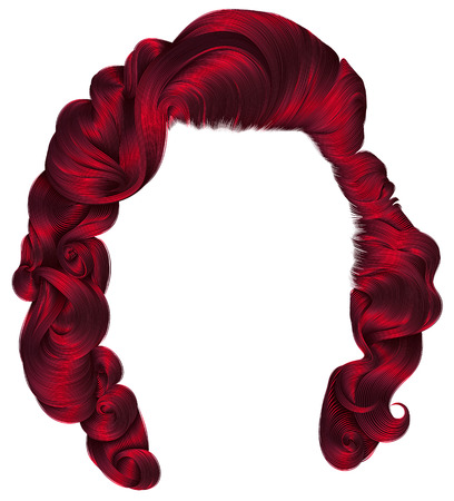 trendy woman hairs Red  colors . beauty fashion .
 retro style curls . realistic 3d .のイラスト素材