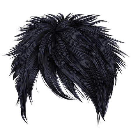 trendy woman short  hairs brunette black colors .
fashion beauty style . realistic  3d .のイラスト素材