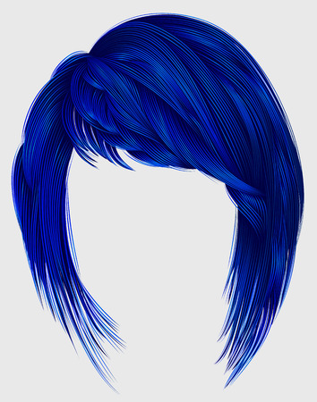 Trendy  woman  hairs dark blue color. Kare with bangs. Medium length. Fashion beauty style.のイラスト素材