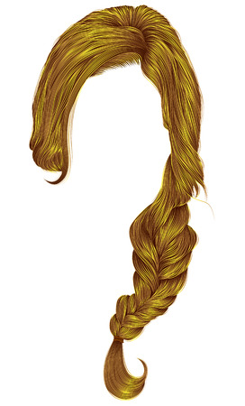 trendy women hairs bright yellow colour . plait . 
 fashion beauty style .のイラスト素材