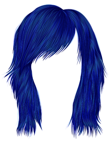 trendy  woman  hairs dark blue color . 
medium length . beauty style . realistic  3d .のイラスト素材