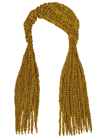 Trendy long hair cornrows yellow color,  realistic 
graphics fashion beauty style.のイラスト素材