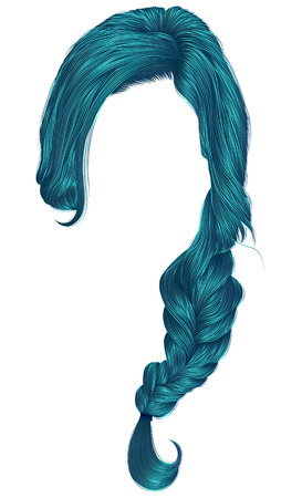 A trendy women's hair in blue dye color, plait fashion beauty style .のイラスト素材
