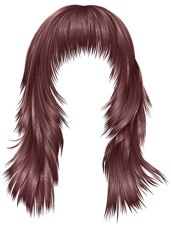 Trendy woman long hairs pink copper colors beauty fashion realistic 3dのイラスト素材