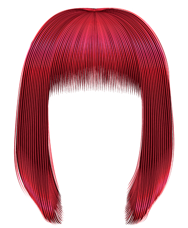 Trendy hairs red colors kare fringe beauty fashionのイラスト素材