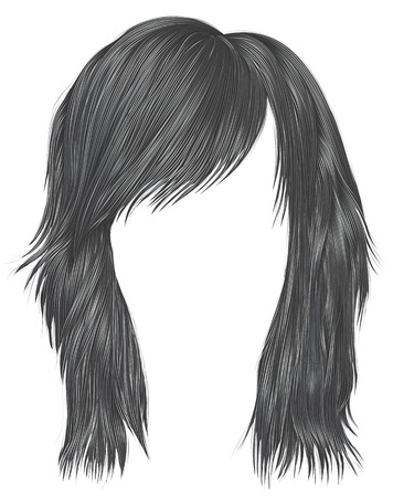 Trendy woman hairs gray color medium length beauty style realistic 3dのイラスト素材