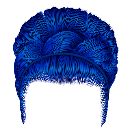 Babette of hairs with pigtail dark blue colors. Trendy women fashion beauty style.のイラスト素材