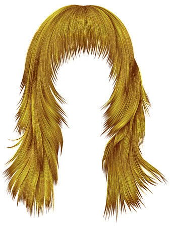 Trendy woman long hairs bright yellow colors, beauty fashion.のイラスト素材