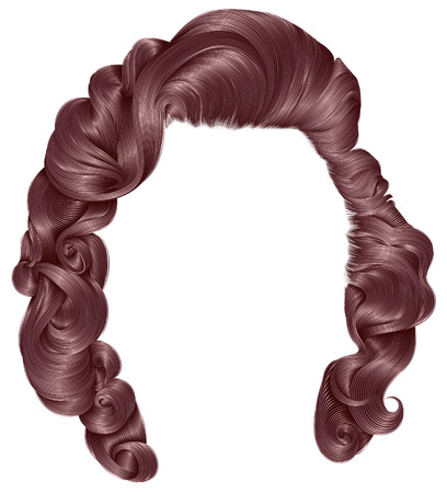 Trendy woman hairs copper pink colors, beauty fashion, retro style curls.のイラスト素材