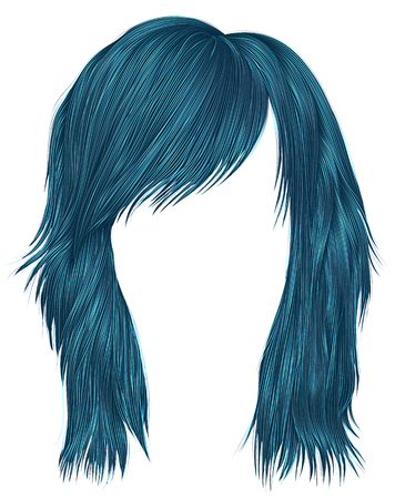 Trendy woman hairs blue color, 
medium length, beauty style.のイラスト素材