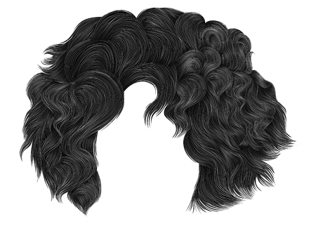 Trendy woman short  hairs brunette gray colors . Fringe. Fashion beauty style. Realistic 3d .のイラスト素材