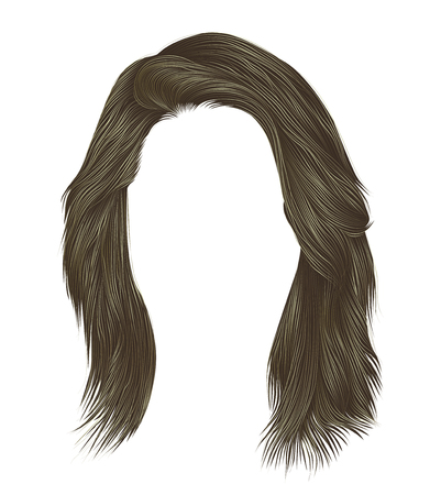 Trendy woman hairs blond color. Medium length. Beauty style. Realistic 3d.のイラスト素材