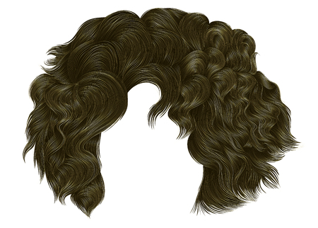 trendy woman curly hairs blond colors. fringe. fashion beauty style.realistic 3d.のイラスト素材