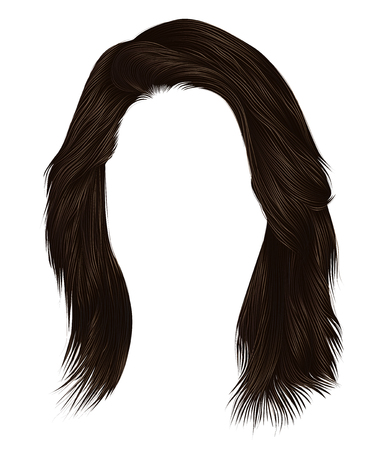 trendy  woman  hairs  dark  brown   color . 
medium length . beauty style . realistic  3d .のイラスト素材
