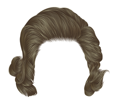 trendy  woman curly hairs blond color . 
medium length . beauty style . realistic  3d .のイラスト素材