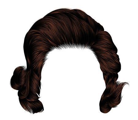 trendy  woman curly
brunette brown. color . 
medium length . beauty style . realistic  3d .のイラスト素材