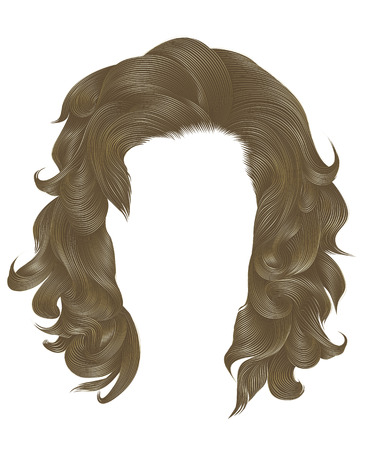 trendy  woman curly hairs blond color . 
medium length . beauty style . realistic  3d .のイラスト素材