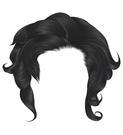 trendy woman curly hairs gray color .medium length . beauty style . realistic 3d .のイラスト素材