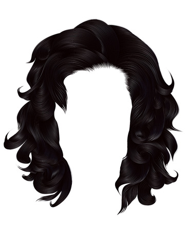 trendy woman long hairs blackbrunette, colors. beauty fashion. realistic graphic 3dのイラスト素材