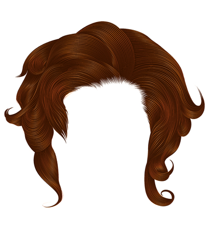 trendy  woman curlyginger color . medium length . beauty style .のイラスト素材