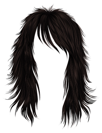 trendy woman long hairs brown colors .  beauty fashion .  realisのイラスト素材