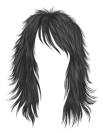 trendy woman long hairs gray colors .  beauty fashion .  realisのイラスト素材