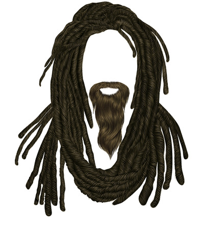 Indian sadhu hairstyle With beard.Hair dreadlocks.funny avatar.のイラスト素材
