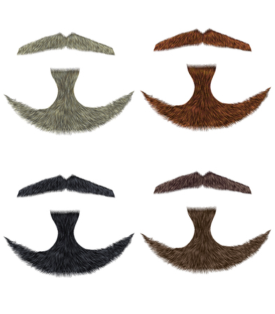 set vector Beard and mustache different colors.のイラスト素材