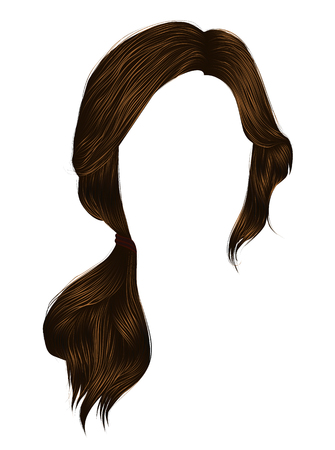 trendy women hairs brunette brown colour .tail . 
 fashion beauty style .のイラスト素材